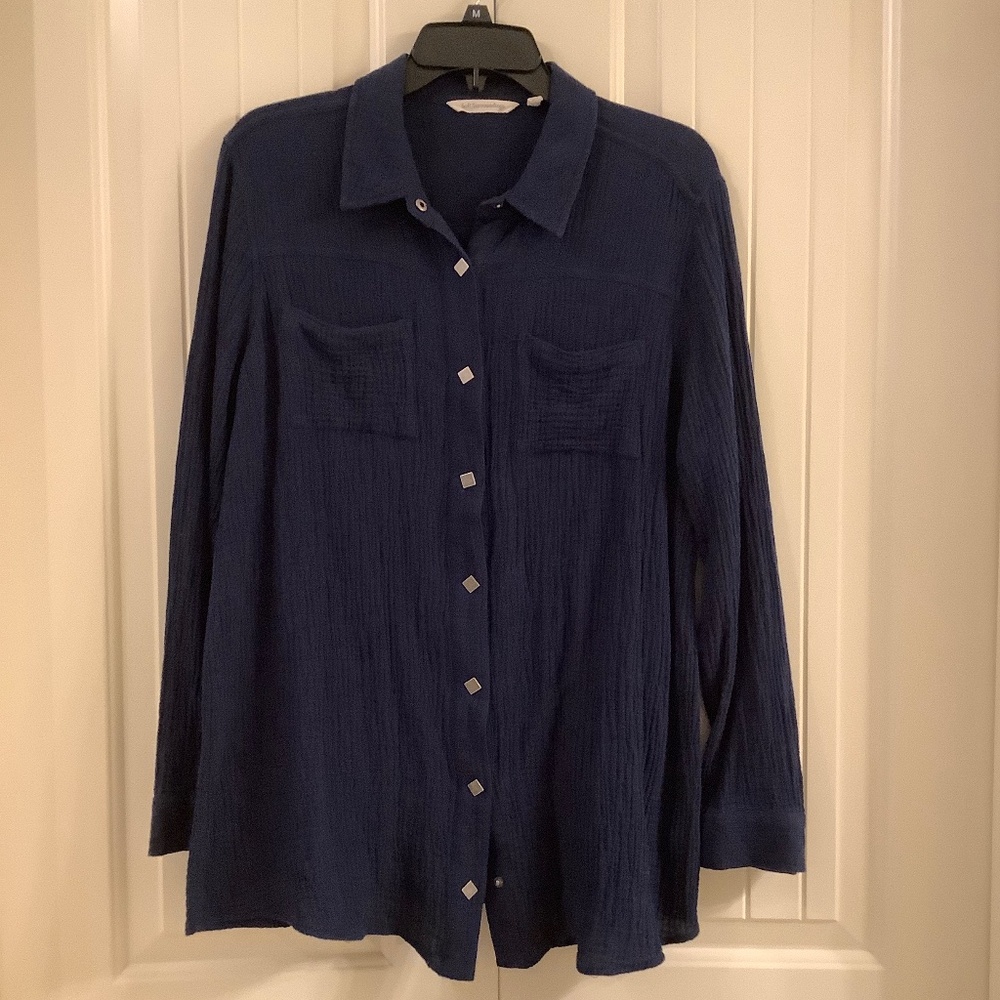 Soft Surroundings Washed Gauze Button Down Shirt